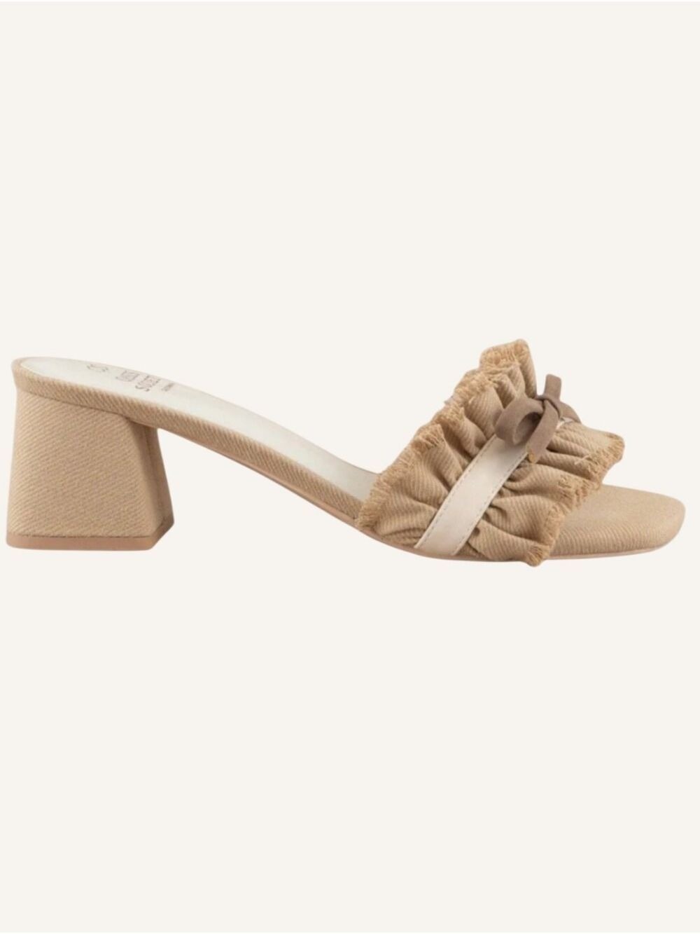 Oasis Society Julissa Khaki Ruffle Bow Heel Sandals Size 8 NWT